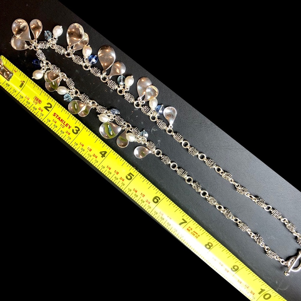 MICHAEL DAWKINS Starry Night Blue Topaz Cultured Pearl Sterling Silver Necklace - Picture 9 of 17